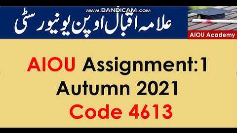 AIOU Code 4613-1 Solved Assignment No.1 Autumn 2021