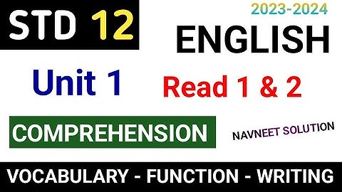 std 12 english unit 1 read 1 question answer || std 12 english unit 1 read 2 question answer ||
