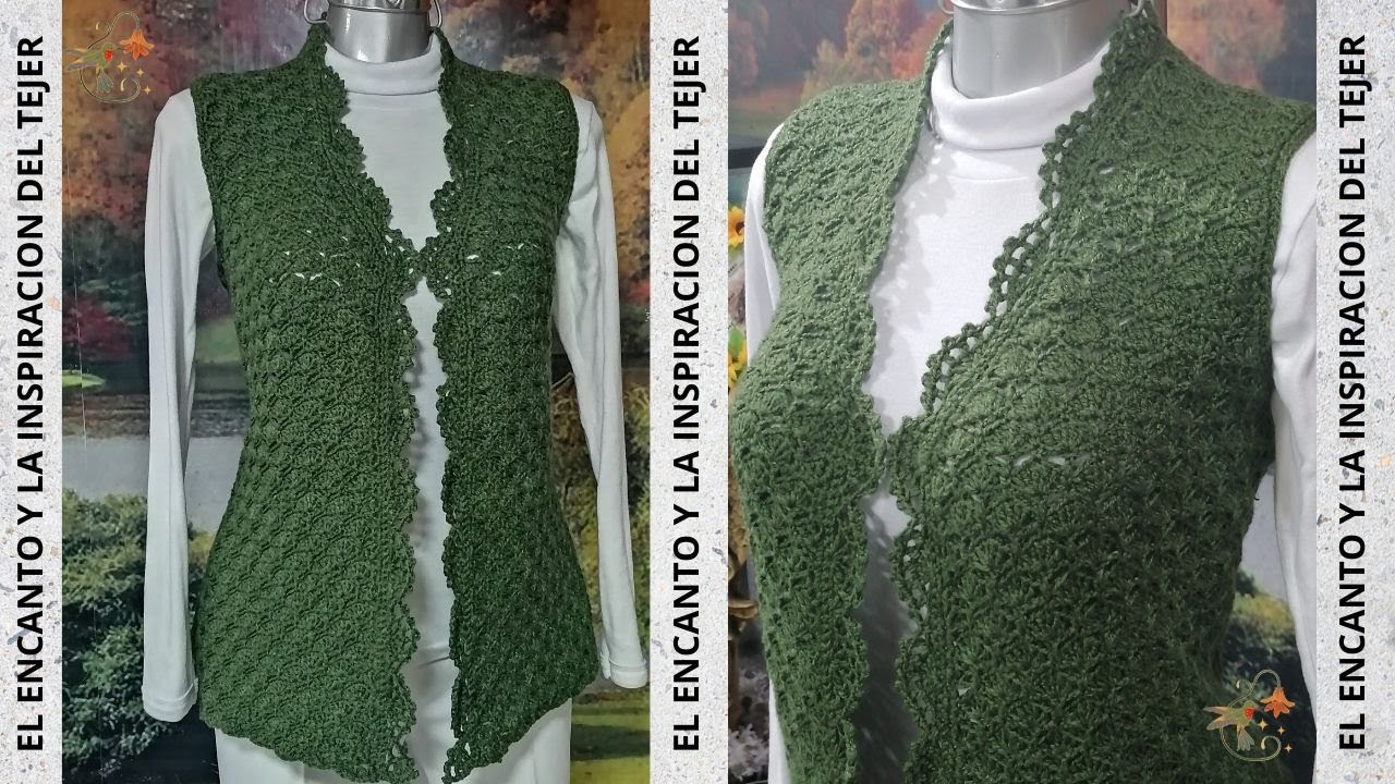 FACIL, BONITO Y LIGERO CHALECO VERDE A CROCHET