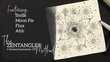 ZENTANGLE® Tile #20 | Tangle STELLA and AHH | No Voice (Beginner Zentangle Tutorial)