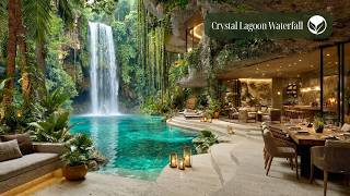 Crystal Lagoon Waterfall 🌿Birds Singing, Jungle Water Sounds &amp; Calm Escape for Relax and Deep Rest