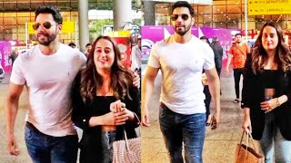 Varun Dhawan with Wife Natasha Dalal Spotted at Mumbai Airport 😍💕📸✈️