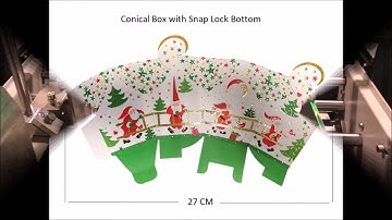 Conical Boxes with Snap Lock Bottom made by Box Plus 2 folder gluer machine
