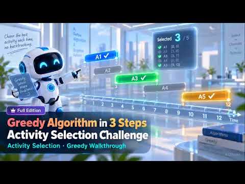 3-Step Greedy Algorithm for Activity Selection | Visualized in K3Studio