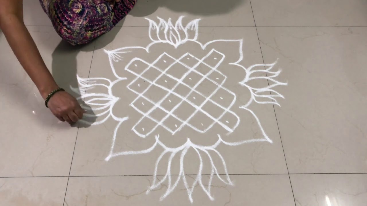 4x4 Dots Rangoli Design - YouTube