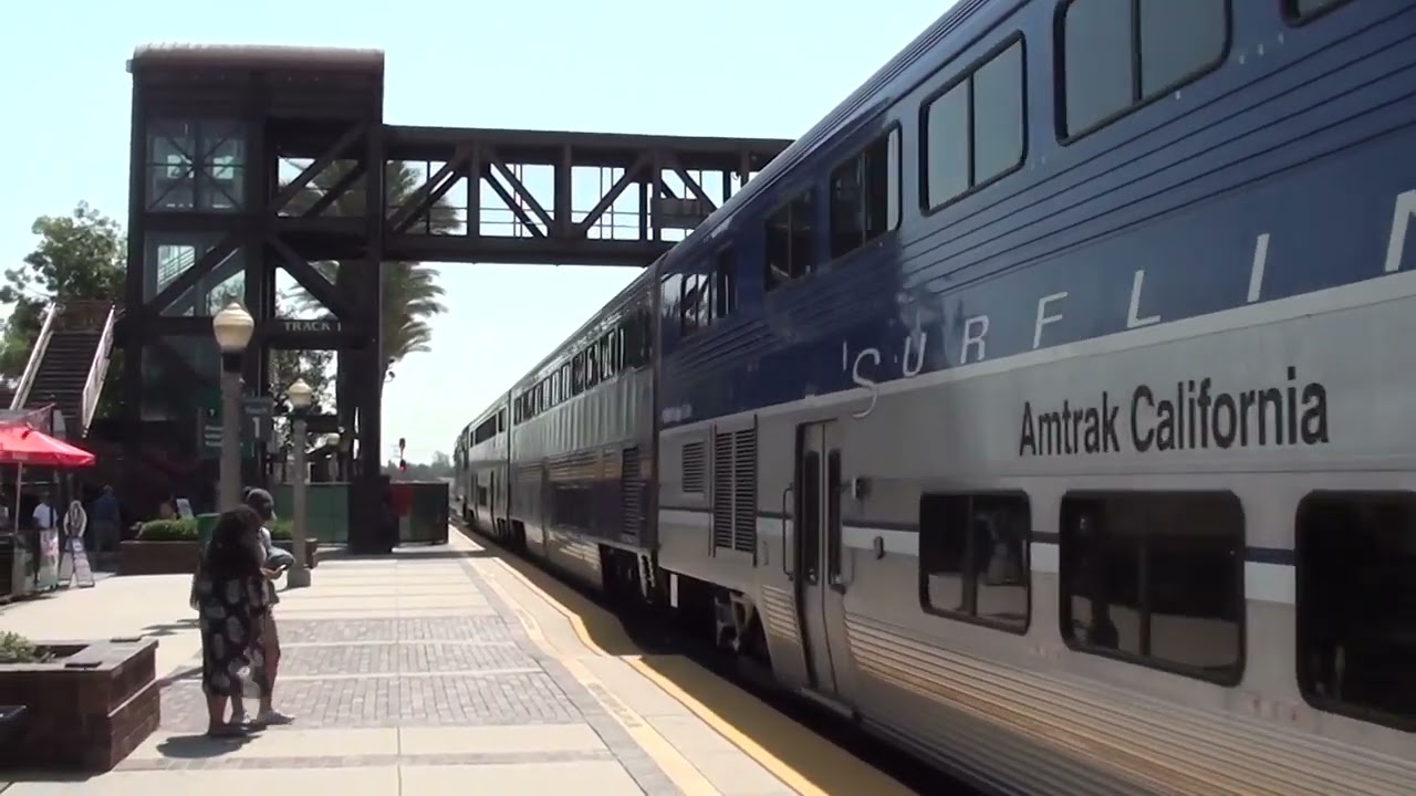 CDTX Cab Car 6906 Leads Amtrak 1567 West in and out of Fullerton, CA 7