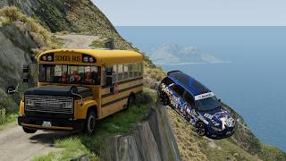 Insane School Bus Crash On Dangerous Cliff😱 | BeamNG.drive #99