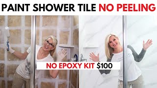 $100 Shower Makeover: FULL Class Howto Paint Tile (no epoxy or clear coat)