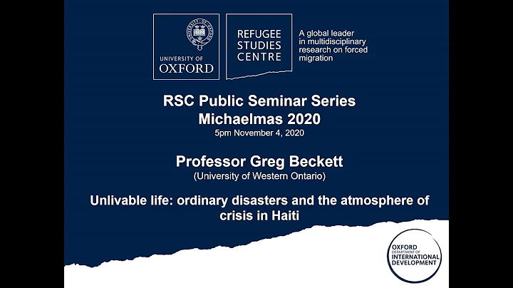 Ordinary disasters and the atmosphere of crisis in Haiti | Public Seminar Series Michaelmas Term 20