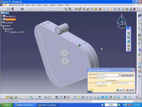 CATIA V5/ DIGITAL MOCKUP/ DMU KINEMATICS/Roll curve joint+ slide curve joint Mechanism