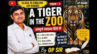 Class 10 | English | Poem 3🔥 A Tiger in the Zoo | Full Hindi Explanation | By OP Sir 🔥