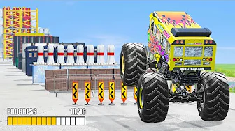 Wall Obstacle Course #2: Which Car Will Break More? - Beamng drive