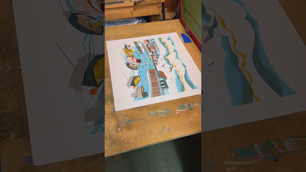Watch John Bloor bring his 'Mevagissey Harbour' screenprint to life 