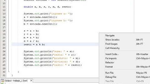 suma, resta, multiplicacion, division, resto de dos numeros java netbeans efrain oviedo