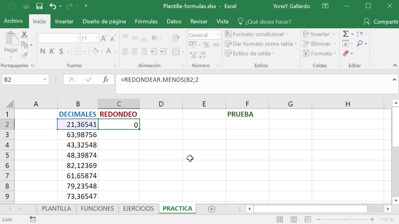 Función REDONDEAR.MENOS en Excel - YouTube