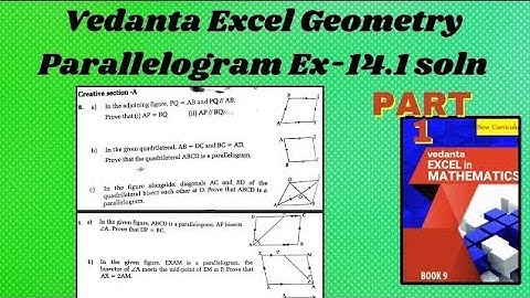 class 9 Vedanta excel in mathematics geometry parallelogram solution. ex. 14.1