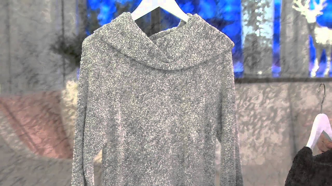 Denim & Co. Boucle Cowl Neck Sweater w/ Hi-Low Hem on QVC - YouTube