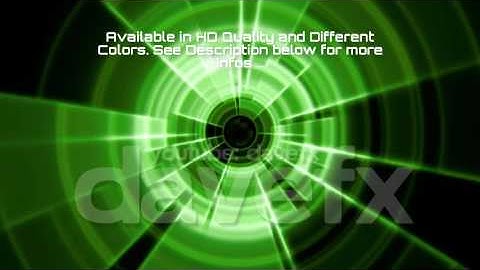 DAVE FX - 2D Tron Round Tunnel Portal Vortex Green Color with Light Rays