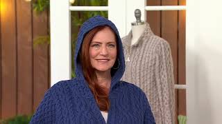 Aran Craft Merino Wool Zip Front Poncho with Pockets and Hood on QVC