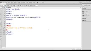 Lecture 14 : Arrays in PHP