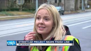Milwaukee streetcar near finish line