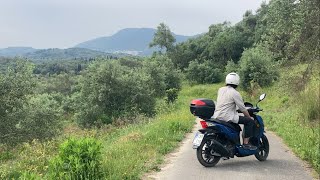 Moped travel / Greek Island of Corfu / olive groves, fireflies, wild flowers