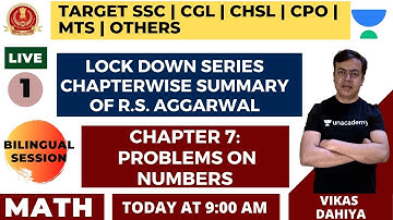 Problems on Numbers | Chapter 7 | Part 1 | R.S. Aggarwal |  Lock Down Series | Target SSC All Exams