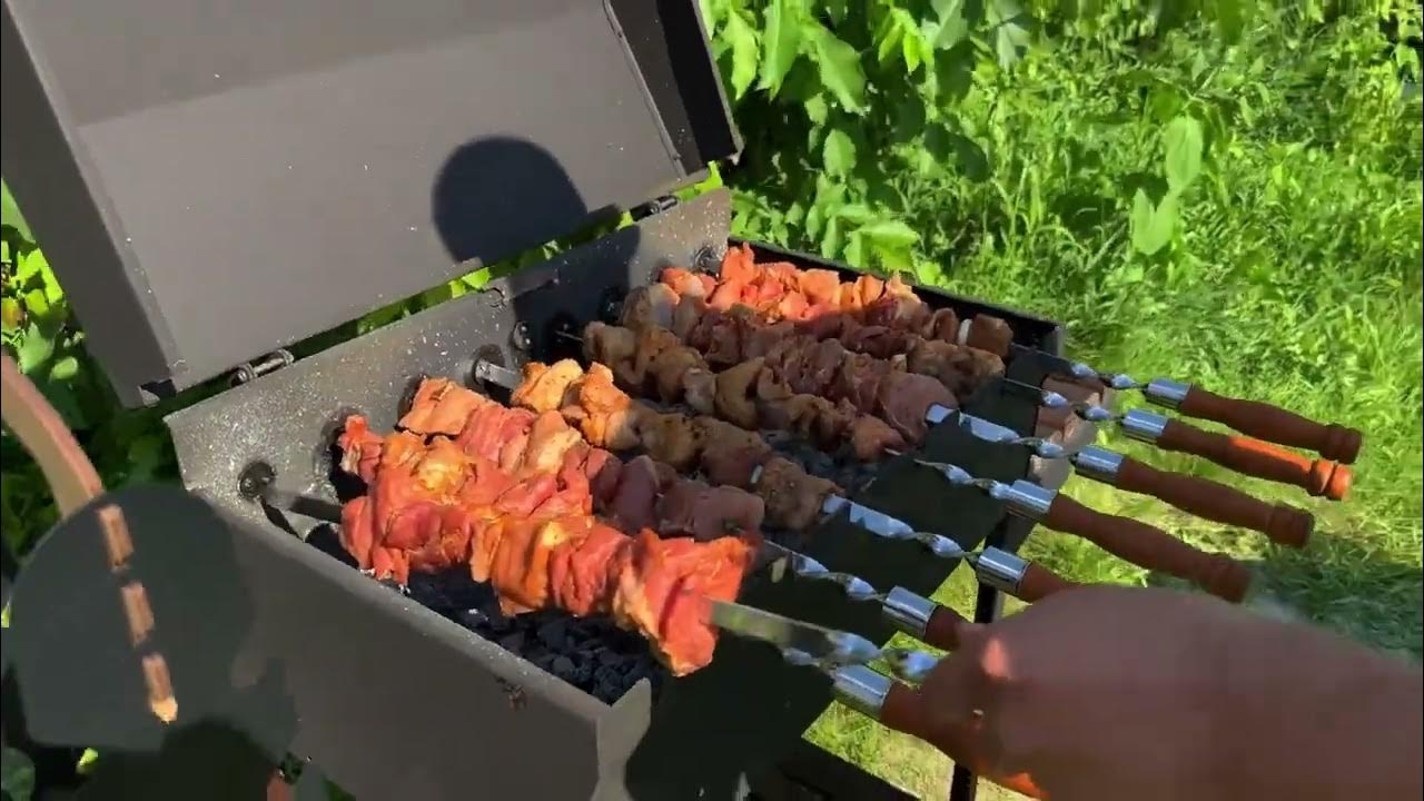 Мангал автоматичний Люкс на 8 шампурів - YouTube