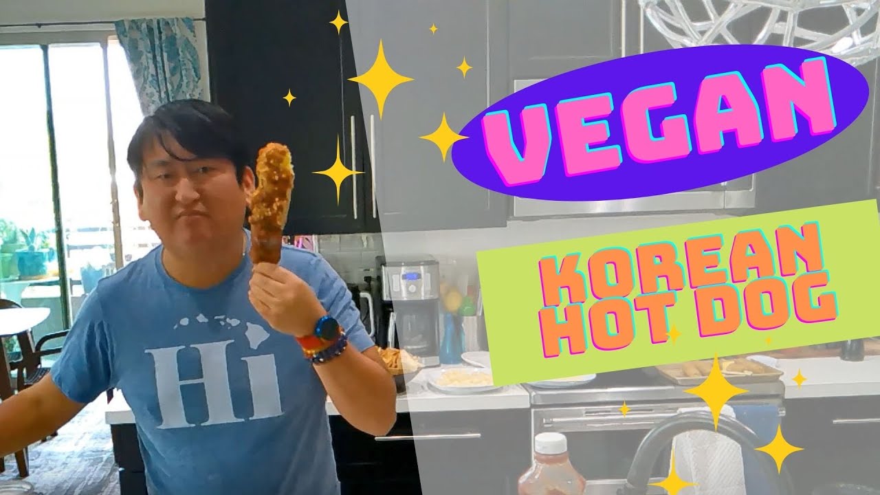 Vegan Korean street food, Korean hot dog and Taro chips ( 완전채식 핫도그,타로