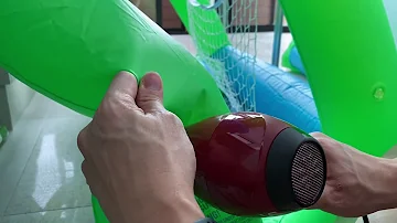 How do you inflate a pool with a hair dryer?
