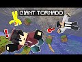 We survive a giant tornado in minecraft