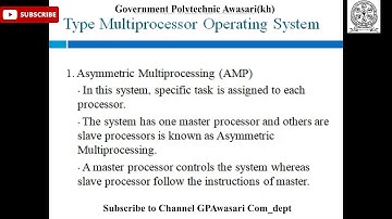 Multiprocessor operating system in Operating System