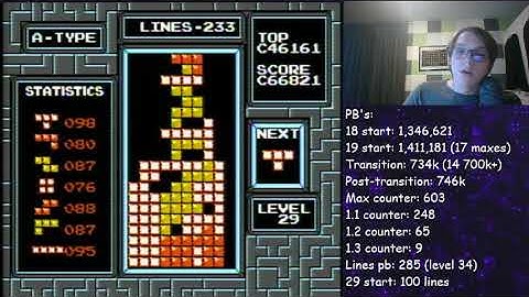 11 maxouts in a row (Former WR) - NES Tetris