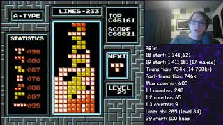 11 maxouts in a row (Former WR) - NES Tetris