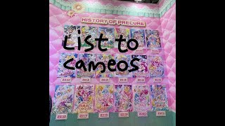 pretty cure list to cameos 2016~2022