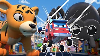 Giant Tiger in Car City ! Super Truck to the Rescue | Animals & Cars for Kids