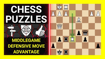 Chess Puzzles to Practice. Themes: Middlegame, Defensive move, Advantage. Learn Chess