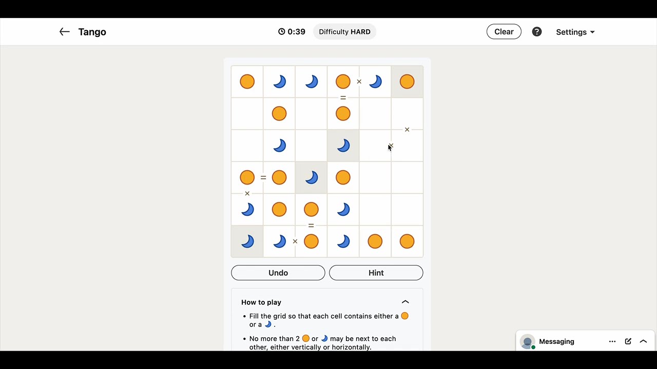 LinkedIn Tango #251 Today's Answer