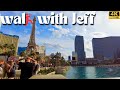 4k walk with jeff  walking the cosmopolitan  bellagio fountains  las vegas strip walkthrough 2024