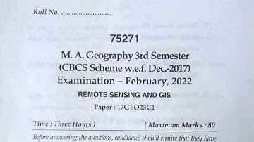 Remote Sensing and GIS ✍️ question paper M A Geography 3rd sem Feb 2022 M D U University Rohtak