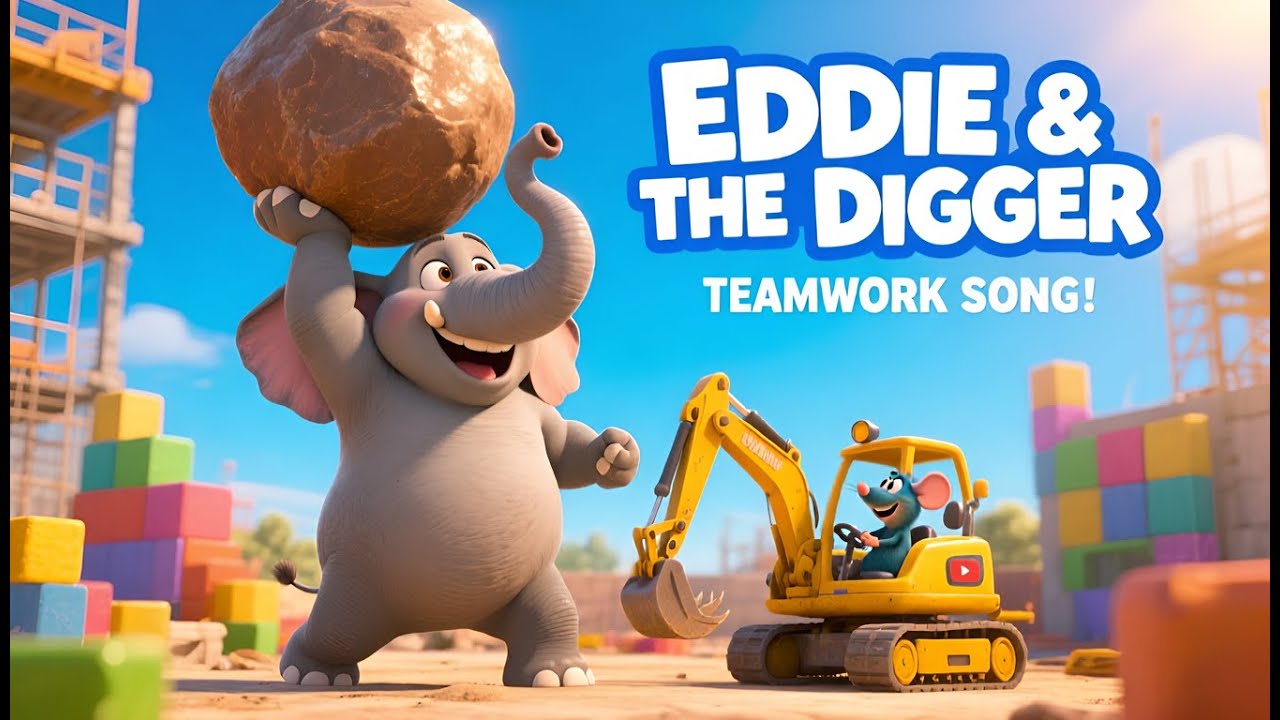 Eddie the Elephant & The Little Digger 🐘🚜 Construction Song for Kids | Teamwork & Friendship