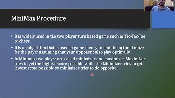 MiniMax Procedure [Adversarial Search] Theory