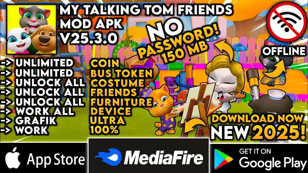 My Talking Tom Friends MOD APK Terbaru 2025 | Unlimited Money & Unlock Everyting No Password