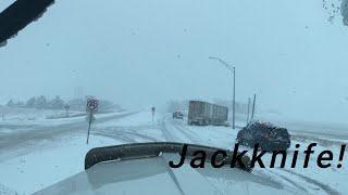 Driving 300 miles in the Blizzard! Truck Jackknife