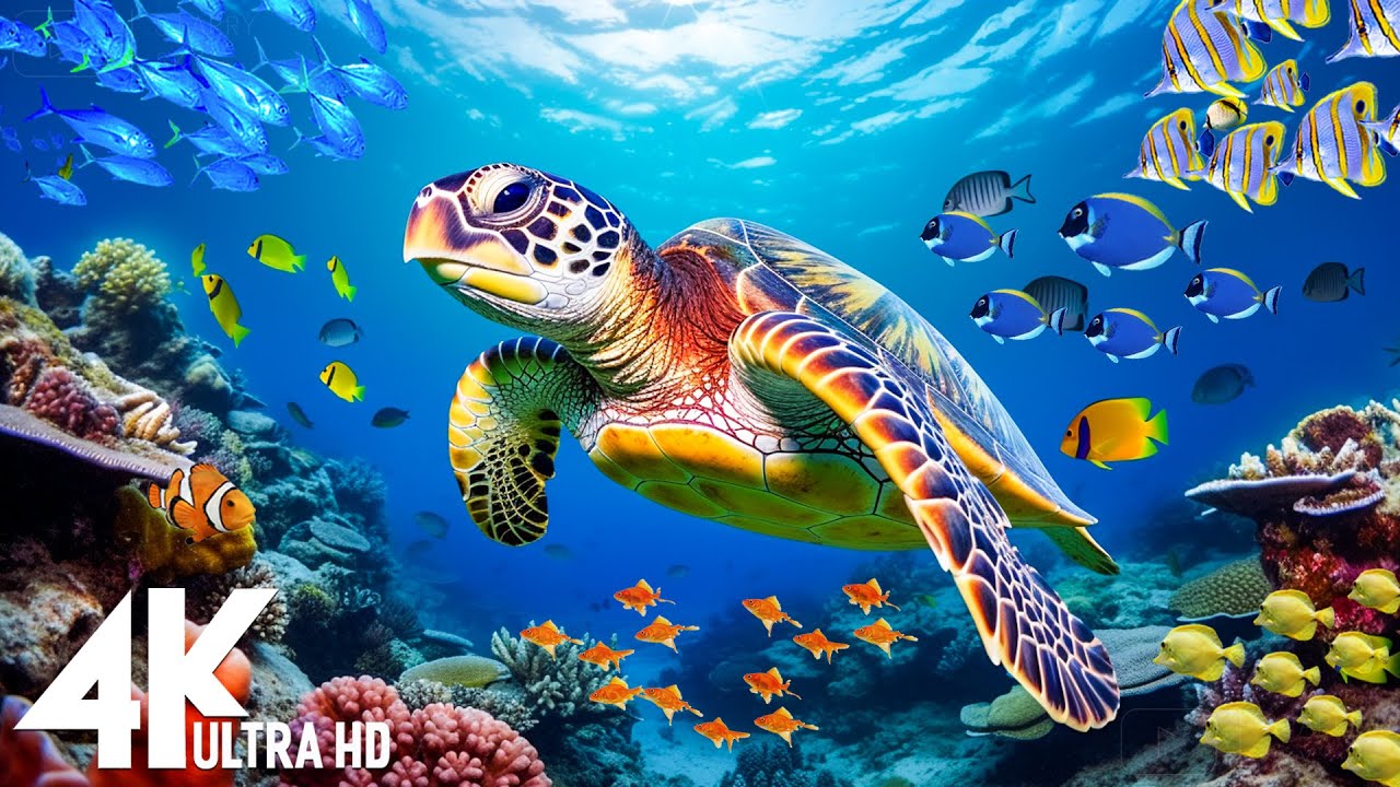 Under Red Sea 4K - Beautiful Coral Reef Fish in Aquarium, Sea Animals ...