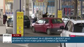Бензините поскапуваат за 4,5 денари, а дизелот за 6,5 денари по литар нови цени  од полноќ