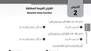 حل اسئلة التمارين  ( درس اقتران القيمة المطلقة)( الاول ثانوي الادبي)(جيل 2007)