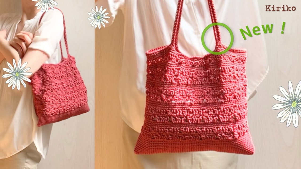 How to crochet a tote bag with floral openwork - YouTube