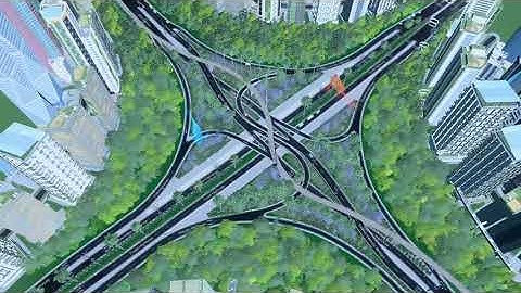 I built a Double Crossover Merging Interchange in Cities: Skylines