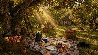 Early Autumn Orchard Picnic 🍎 Cozy Apple Picking Day & Relaxing Vintage Music (5 Hours)